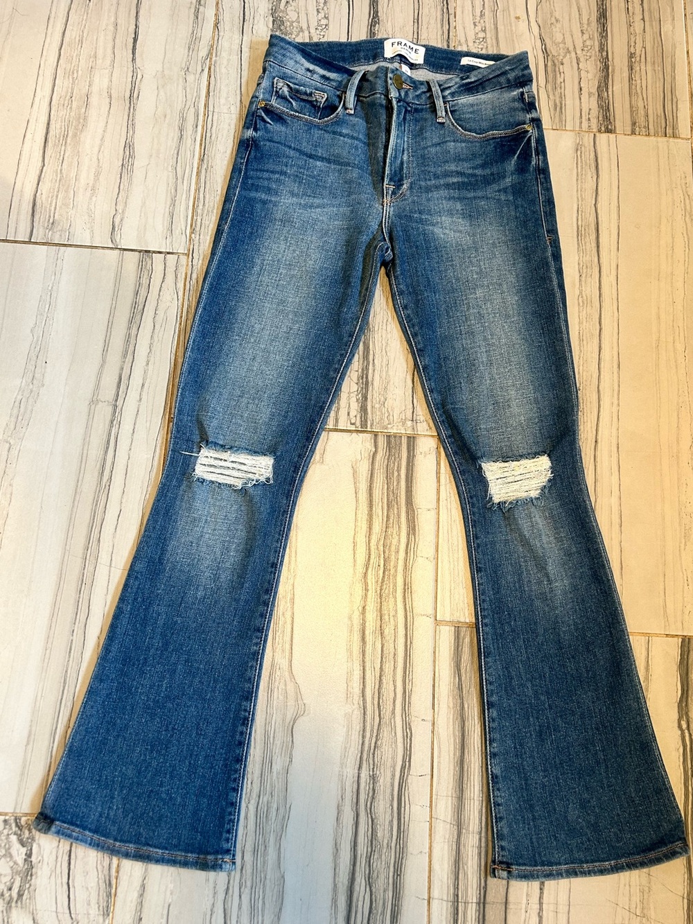 EUC Frame Denim Le Crop Mini Boot Jeans in Stony Creek